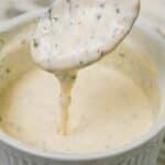 Homemade ranch dressing in a bowl.