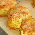 Red Lobster Copycat Cheddar Biscuits on a baking tray.