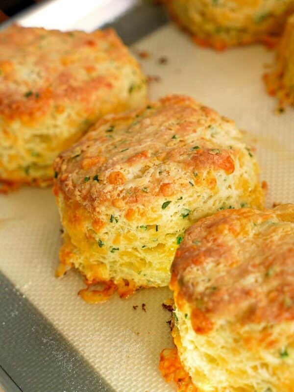 Red Lobster Copycat Cheddar Biscuits on a baking tray.