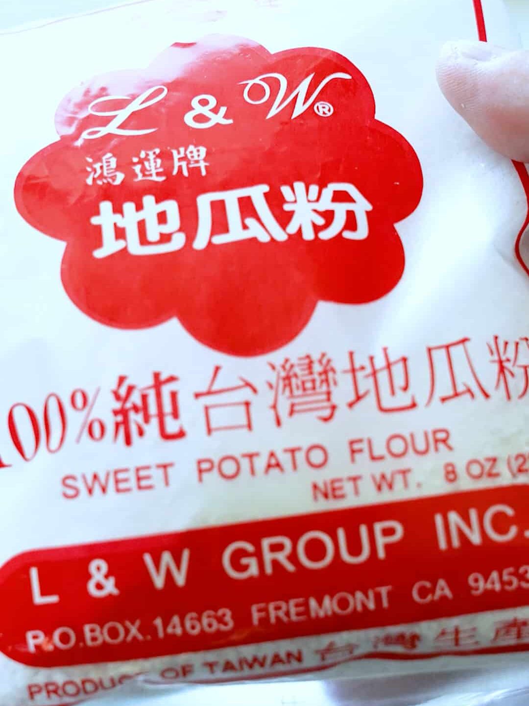 A bag of coarse sweet potato flour.