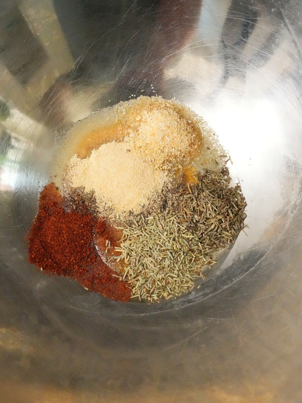 Spices in a metal bowl for the spice paste.