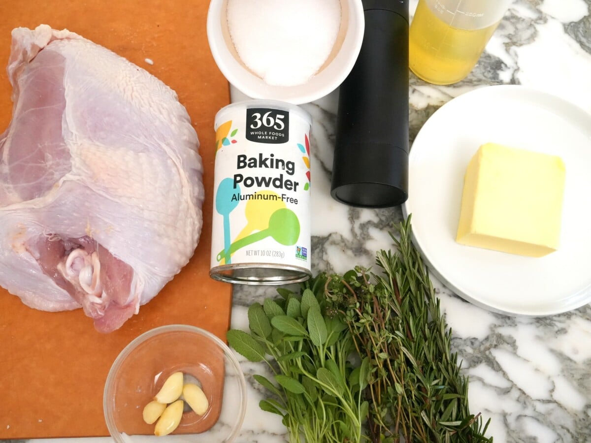 Raw ingredients for air fryer turkey breast.