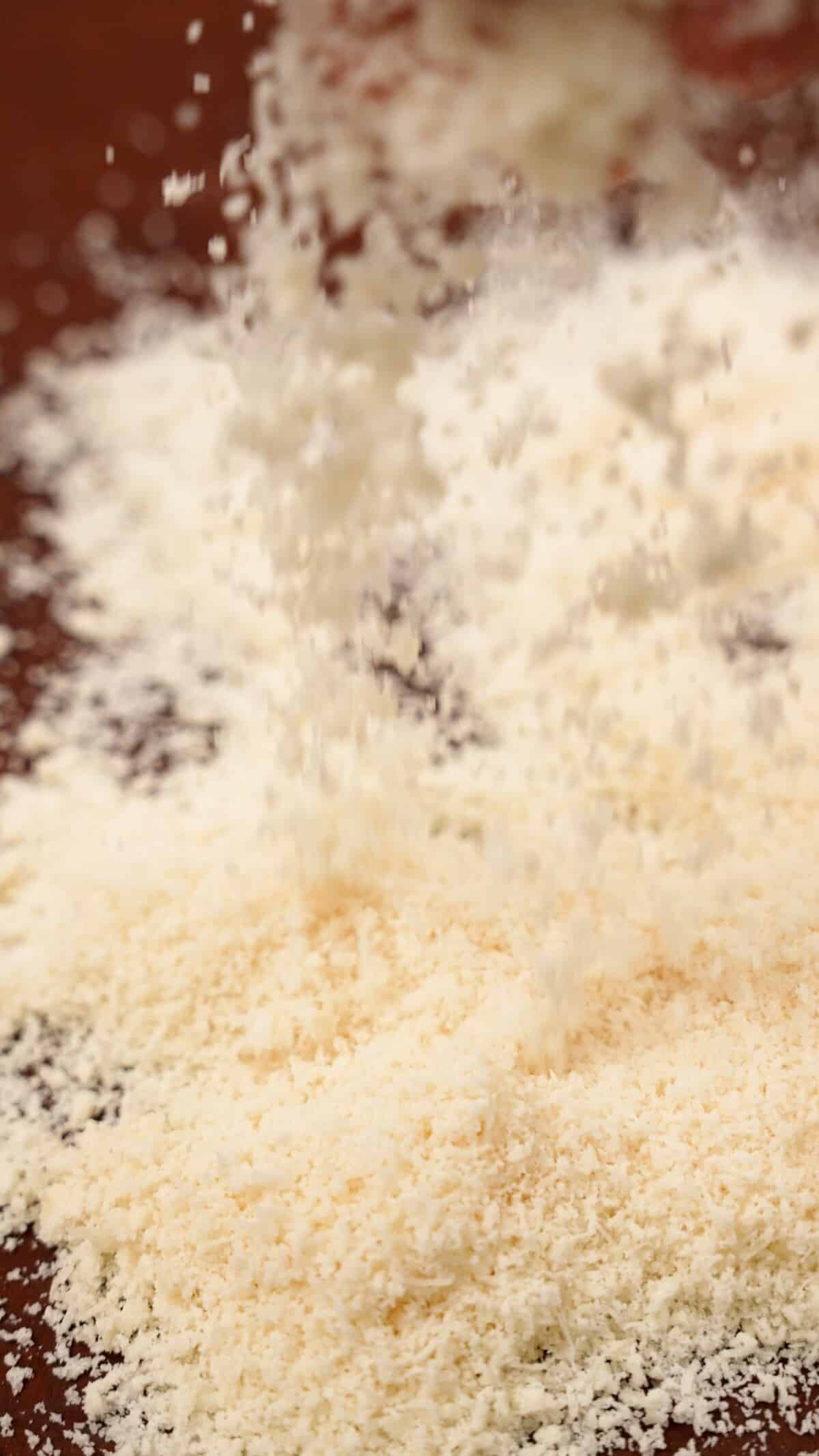 Parmesan Cheese grated showing the texture.