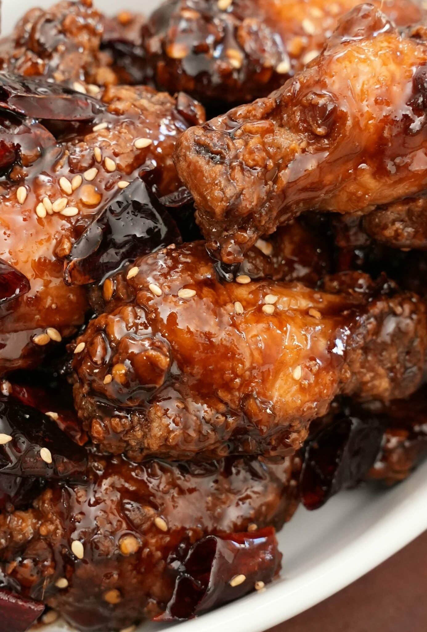 Sticky Soy Garlic Wings on a plate