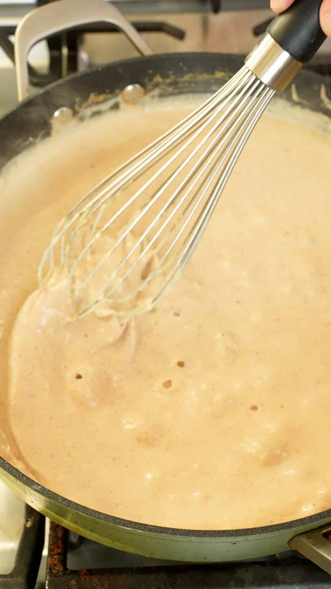 Whisking roux with heavy cream