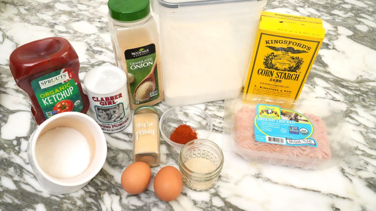 Raw ingredients for Air Fryer Chicken Nuggets.