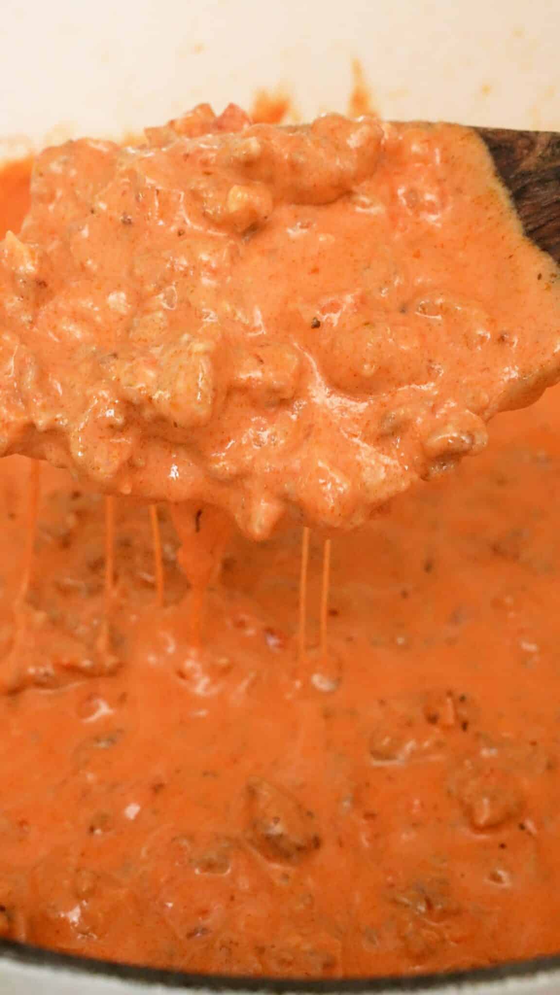 Gochujang sauce simmering in a pot.