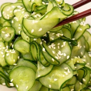 Japanese cucumber salad in a bowl.