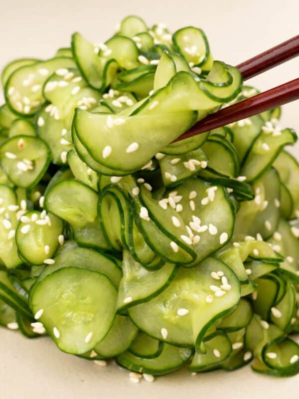 Japanese cucumber salad in a bowl.