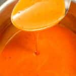 Authentic homemade Buffalo Sauce in a pot.