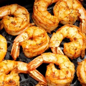 Air Fryer shrimp cooked in the air fryer.