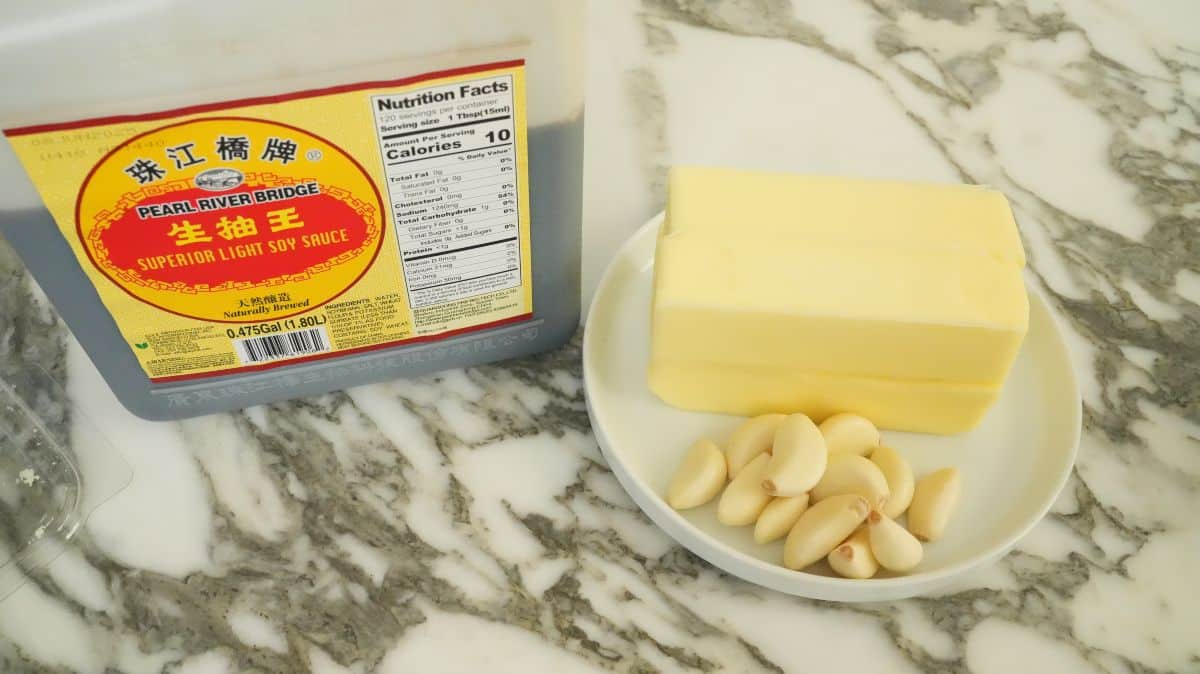 Raw ingredients for Benihana Garlic Butter.