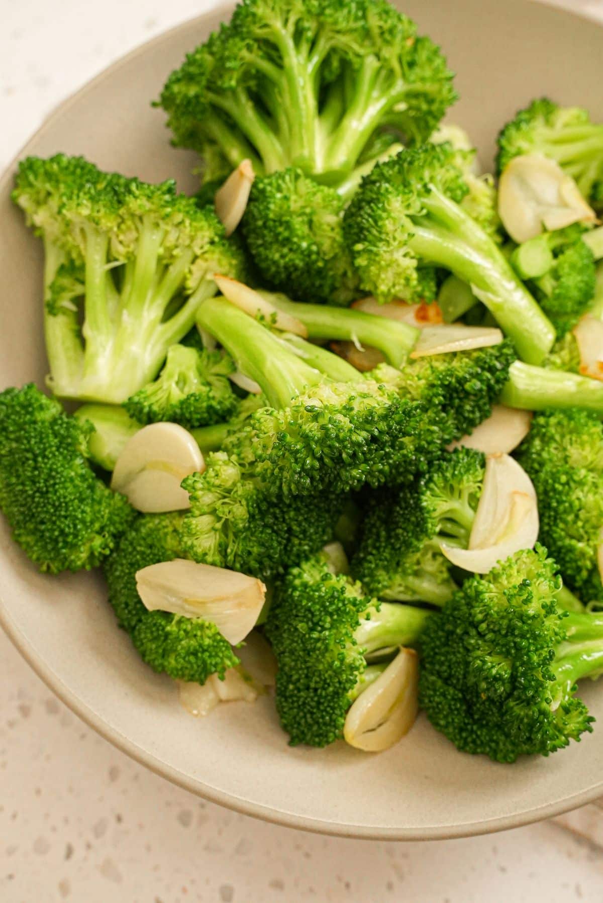 Din Tai Fung Broccoli with Garlic in a bowl.