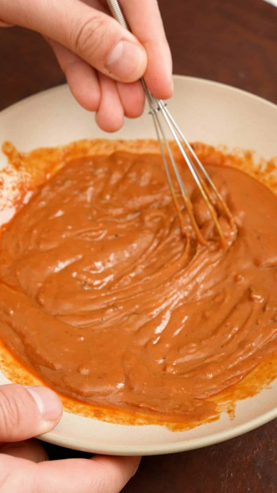 Chinese sesame sauce mixed in a bowl.