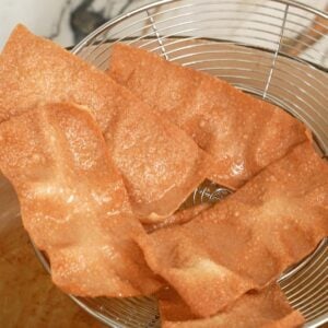 Fried Wonton Chips fried in oil.