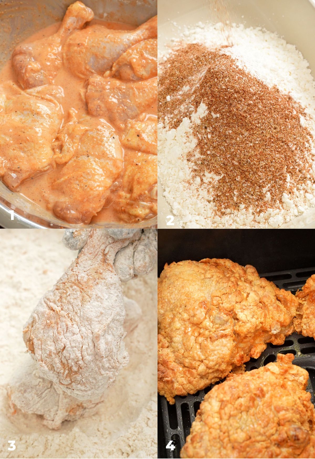 Air Fryer Fried Chicken cooking steps.