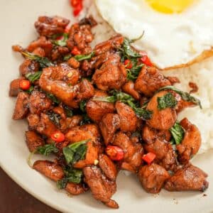 Thai Basil Chicken in a bowl.