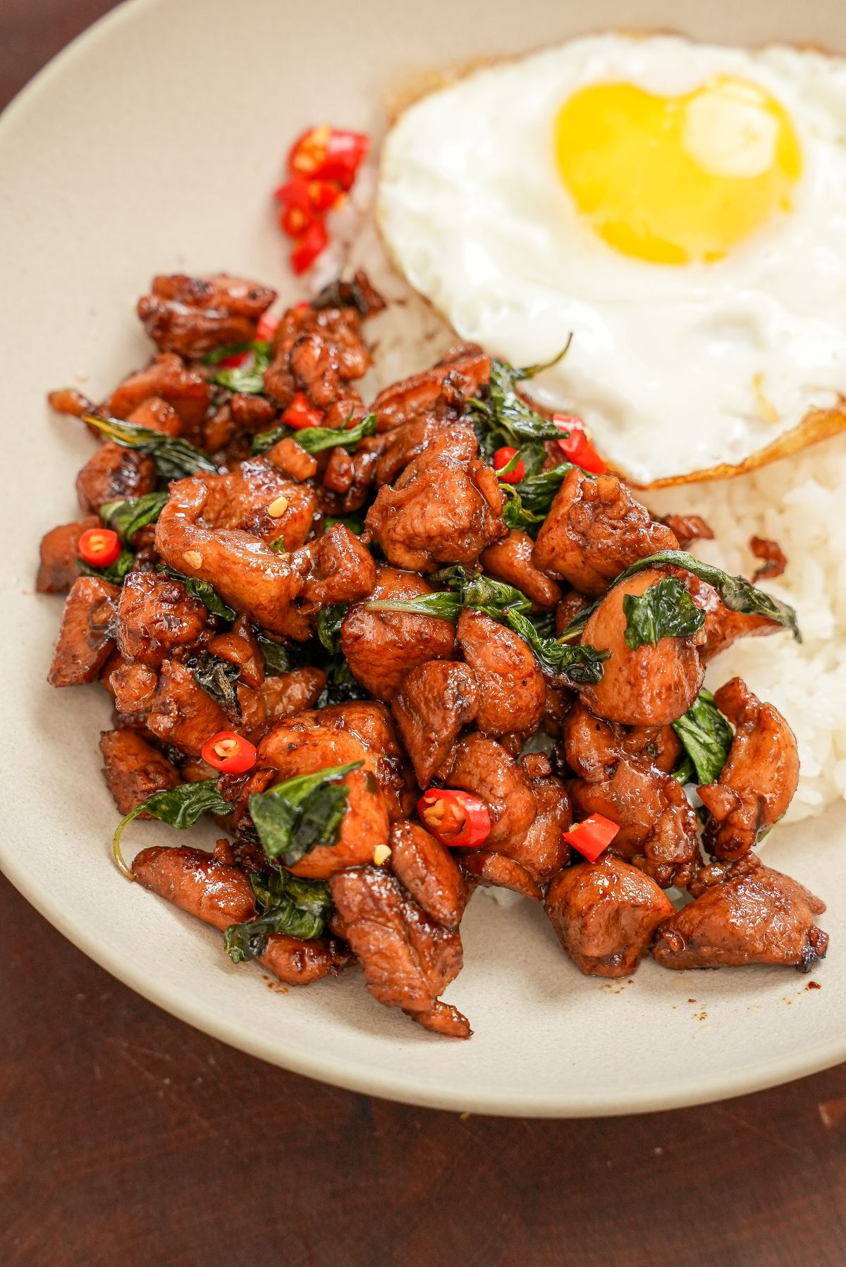 Thai Basil Chicken in a bowl.