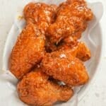 Crispy Hot Honey Chicken Wings in a white bowl.